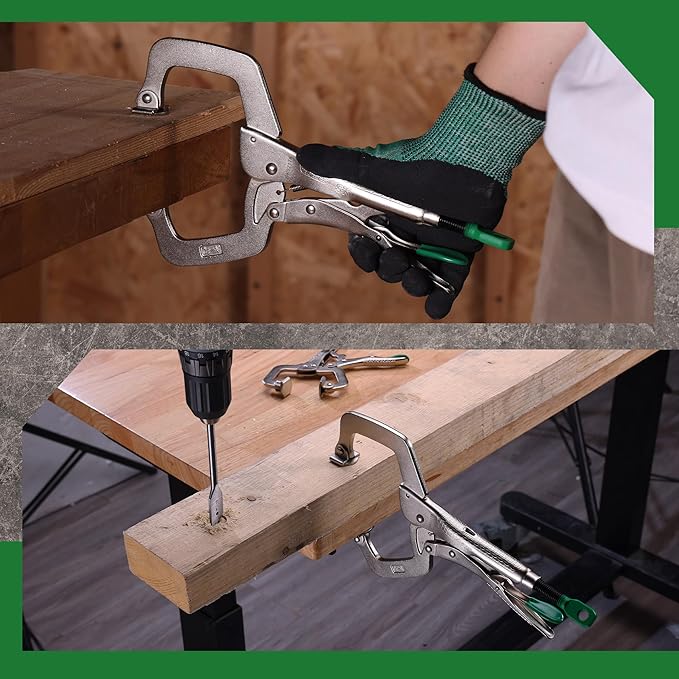 SK 11" C-clamp Locking Pliers with Swivel Pads, Premium CR-V Construction, Ergonomic Anti-slip Handle