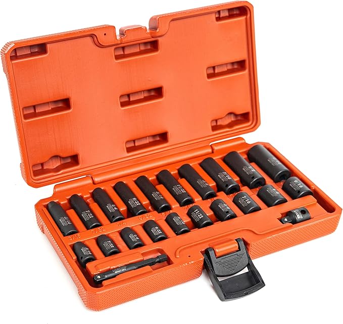 NEIKO 02435A, 22 Piece, 1/4 Socket Set, Standard 3/16” – 9/16” SAE, Deep and Shallow Sockets, Chrome Vanadium Steel, 3/8” to 1/4” Reducer, Hex Shank Socket Impact Adapter, 1/4 Drive Socket Set