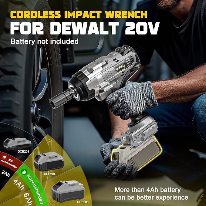Cordless Impact Wrench 1/2 inch Compatible with Dewalt 20v Battery, 1700 Ft-lbs High Torque Impact Driver with 6Pcs Sockets & Storage Case, Brushless Electric Impact Gun with 4-Speed & LED Light