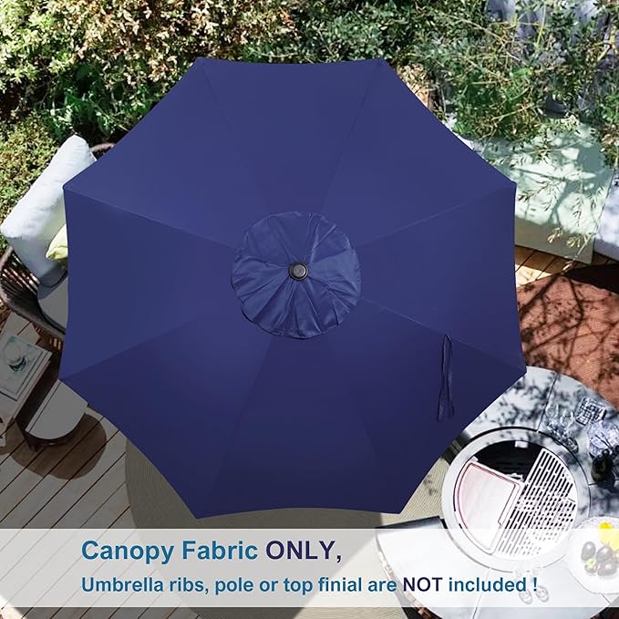 Blissun 9ft Patio Umbrella Replacement Canopy, Market Umbrella Top, Outdoor Table Umbrella Canopy for 8 Ribs, Canopy Only