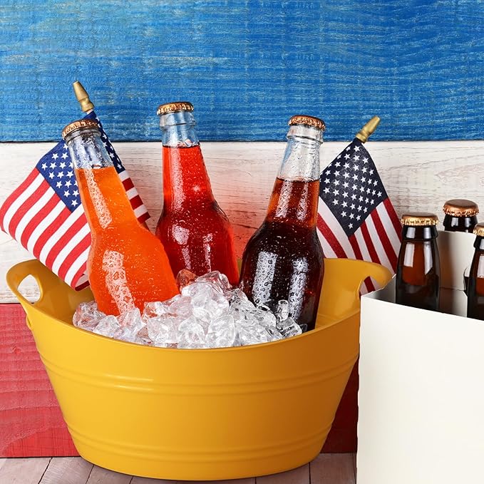 Patelai 6 Pcs Ice Buckets Bulk, Plastic Ice Buckets with Handles, Oval Storage Tub, Large Capacity Ice Drink Bucket for Party Bar Wine Beer Champagne Beverage Bottle Cooler (Morandi Color, 4.5 Liter)