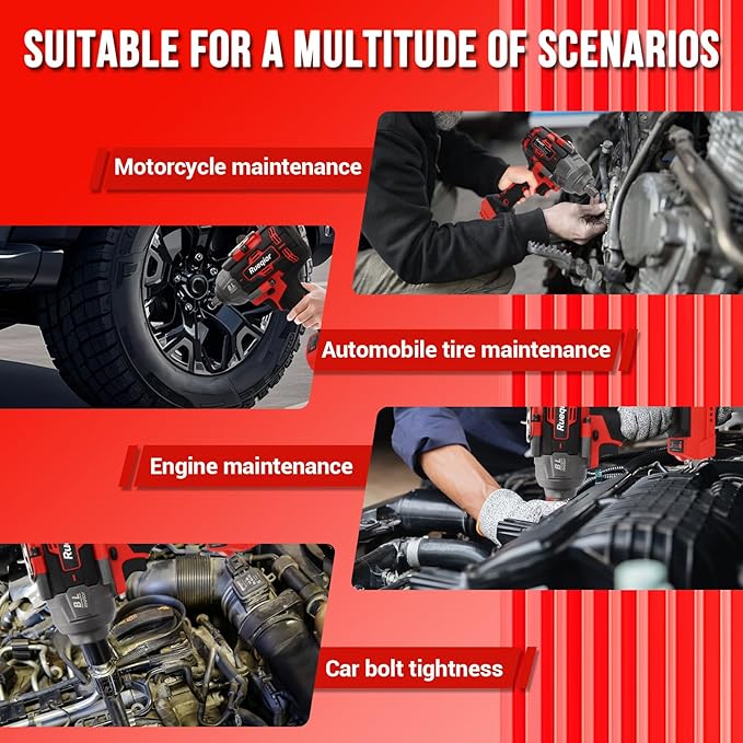 Cordless Impact Wrench 1/2" for Milwaukee 18V Battery, Impact Wrench 1000FT-LBS(1360N.m) High Torque Brushless Electric Impact, with 4 Modes Power Impact Driver for Car, Truck, Mower (No Battery)