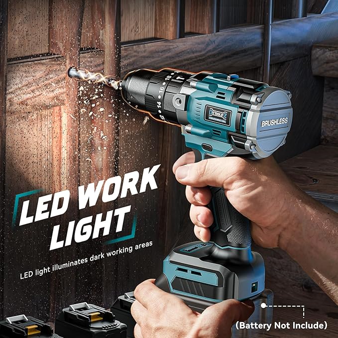 Cordless Power Drill Compatible with Makita 18v Battery: 3 Modes Electric Power Drill Kit Tool,1/2 Inch Keyless Chuck Cordless Impact Drills Set,Variable Speed for Home,Garden(No Battery)