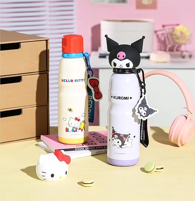 Hello Kitty Stainless Steel Insulated Water Bottle with Buckle and Strap - 600ml
