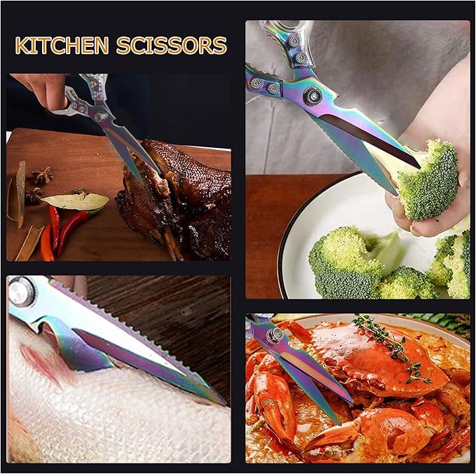 Kitchen Scissors, Heavy Duty Sharp Kitchen Shears Dishwasher Safe, Kitchen Accessories Cooking Shears for Kitchen Meat Chicken Fish Poultry Herb Bread (Blade Gold)