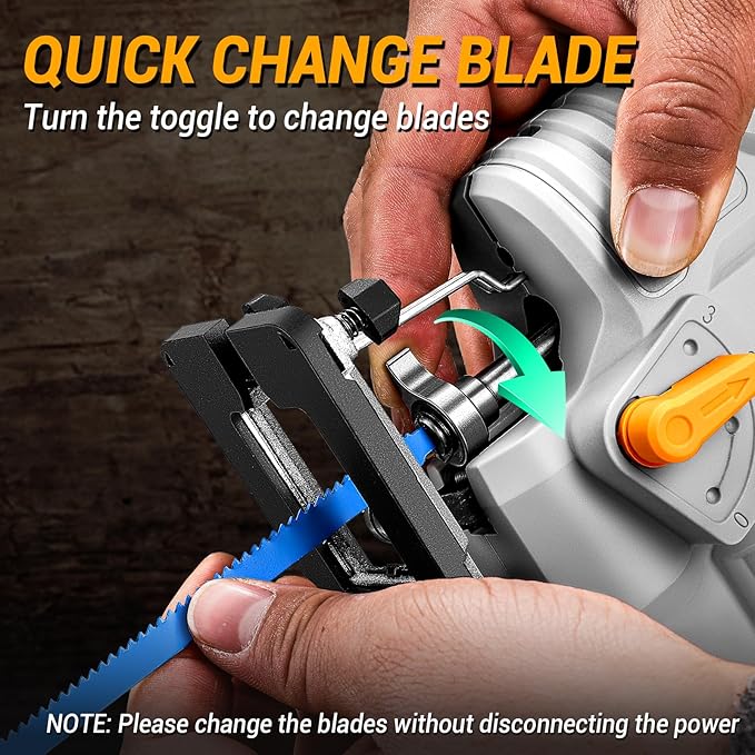 Jig Saw Cordless Electric Tool: DEKOPRO 20V Power Jigsaw with LED Light, 800-3000 RPM Variable Speed, 7/8" Stroke Length, 3 Orbital Settings, ±45° Bevel Cuts for Straight/Curve/Circle Cutting (Gray)