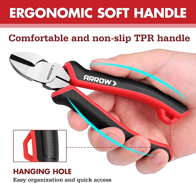ARROW 3PC Pliers Set, Includes 8.5 Inch Linesman, 8 Inch Needle Nose Pliers, 6 Inch Diagonal Cutter, Comfortable Ergonomic Anti-slip Handle, for Basic Repairs