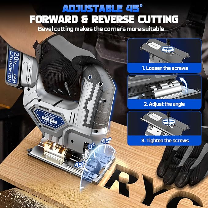 Jigsaw Compatible With Dewalt 20v Max Battery, Cordless jig saw Brushless Motor, 0°- 45° Bevel Cuts, LED Light with 3 Position Orbital Setting for Cutting (With 5Ah Battery & Charger Station Kit)