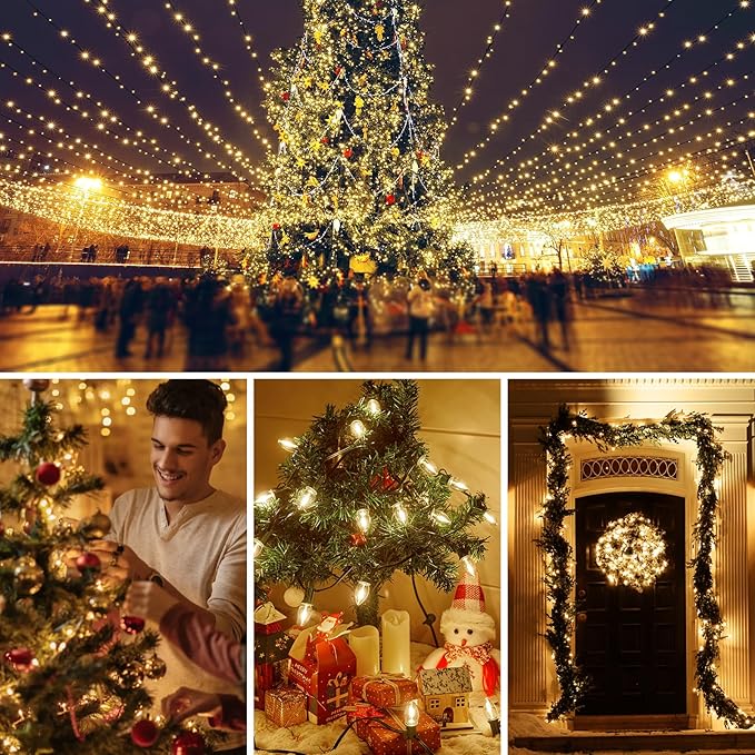 Brightown 50 Pack C9 LED Christmas Light Bulbs, Clear Plastic C9 Shatterproof LED Bulbs Replacement for Christmas String Lights, E17 Intermediate Base, Commercial Dimmable Holiday Bulbs