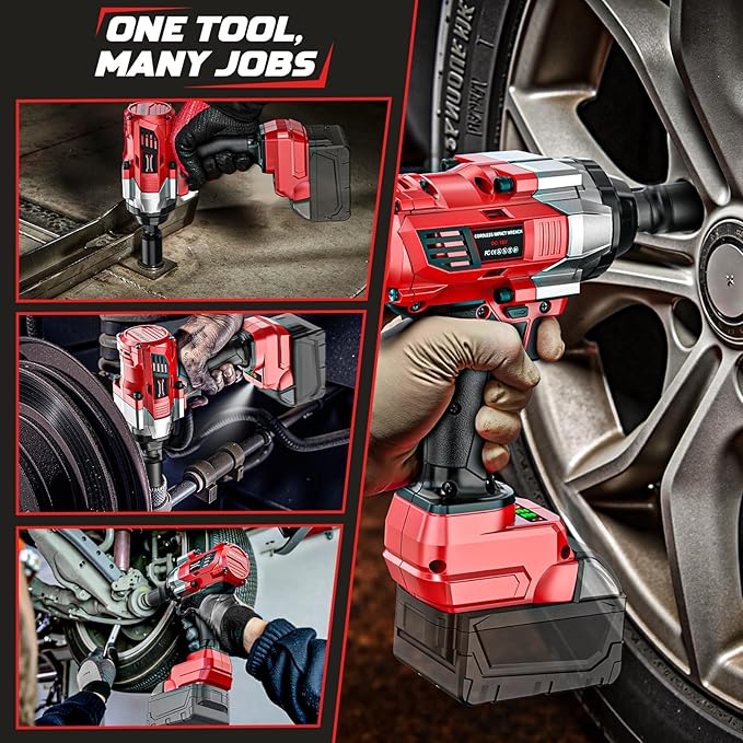 Cordless Impact Wrench 1/2” Compatible with Milwaukee 18v Battery(No Battery), 1000FT-LBS(1360N.m) High Torque Impact Driver, Electric Impact Gun with LED Work Light, Variable Speeds, 4-Speed Control