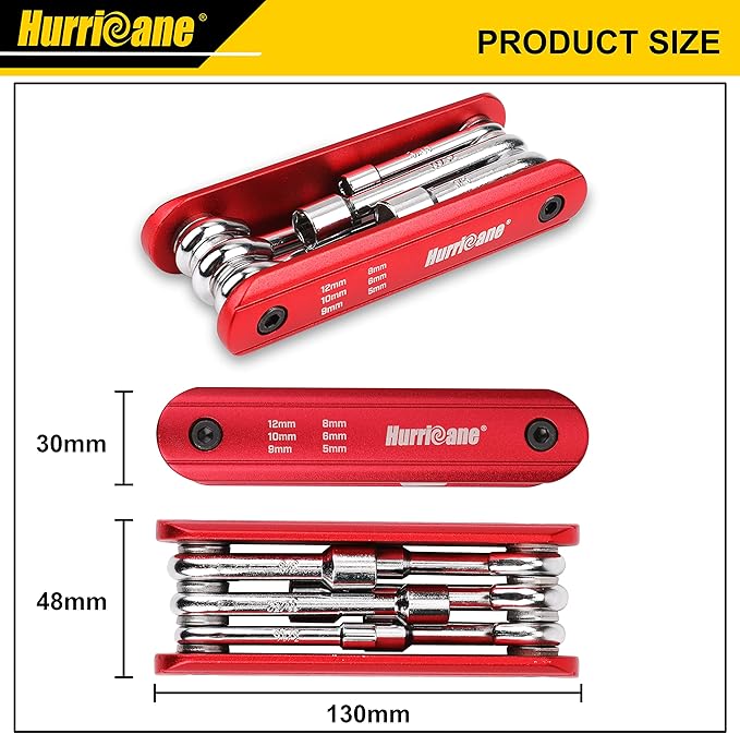 HURRICANE 6 in 1 Folding Nut Driver Set Metric, Hex Nut Driver Set, Folding Socket Wrench, Cr-V Steel Shank, Portable Premium Aluminum Handle. Easy to Carry Out. 5mm, 6mm, 8mm, 9mm, 10mm, 12mm