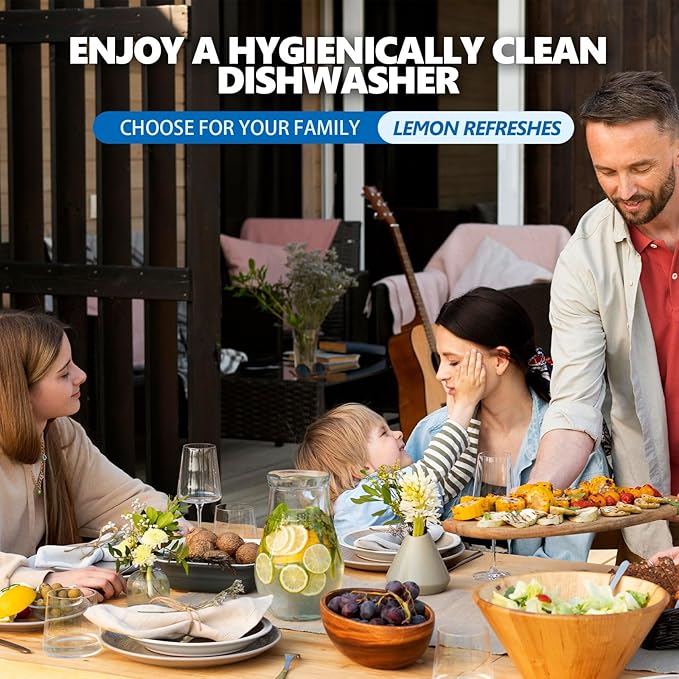 Dishwasher Cleaner And Deodorizer Tablets 24 Pack,Deep Cleaning Descaler Pods for Dish Washer,Lemon Scented Dish Washer Machine Tablets for Limescale,Mineral Buildup, Odor,Septic Safe- 1 Year Supply