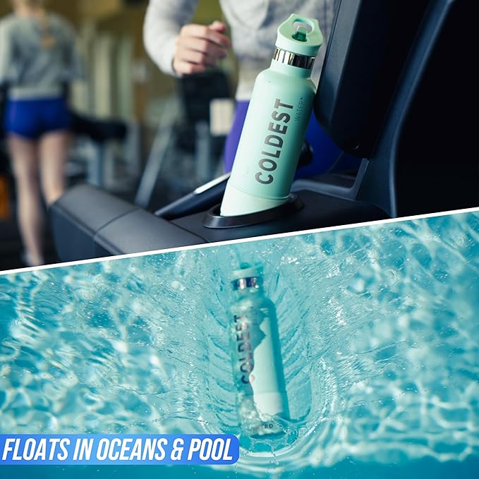 Coldest Sports Water Bottle with Straw Lid Vacuum Insulated Stainless Steel Metal Thermos Bottles Reusable Leak Proof Flask for Sports Gym (Captain Blue, 32 oz)