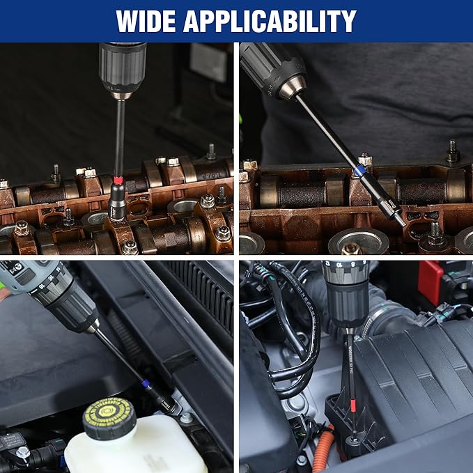 WORKPRO 16-Piece Magnetic Nut Driver Set and Bit, 6" Long Nut Drivers, Metric & SAE Nut Drivers for Impact Drill, Long Shank Nut Driver Bits, 1/4"Hex Shank, Long Power Bits, PH2, with Sturdy Tool Box