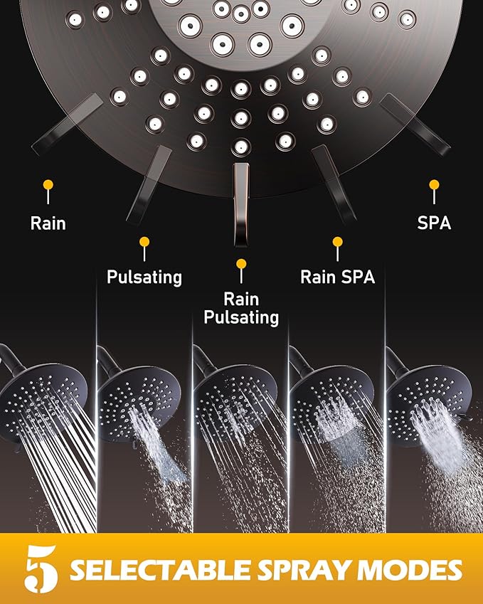 Bathroom Shower Faucet Set Bronze: WOWOW Shower Combo Set with 6-Inch Rain Shower Head, Single Handle Shower Trim Kit Modern Shower System High Pressure (Valve Include)