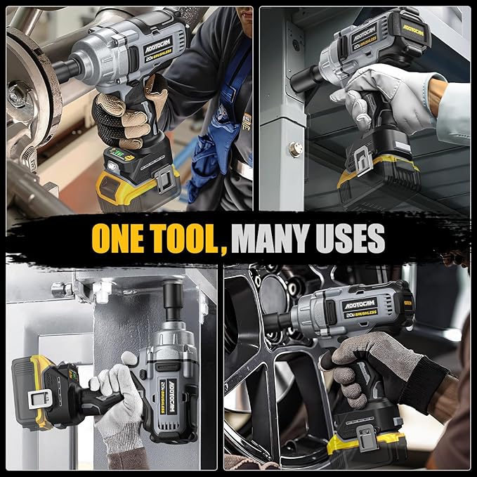 Cordless Impact Wrench, 1/2 inch Impact Gun for 20V Dewalt Battery, 730Ft-lbs(1000N.m) Brushless High Torque Power Impact Wrench with 3-Mode Speed, LED Work Light, Belt Clip (Battery Not Included)