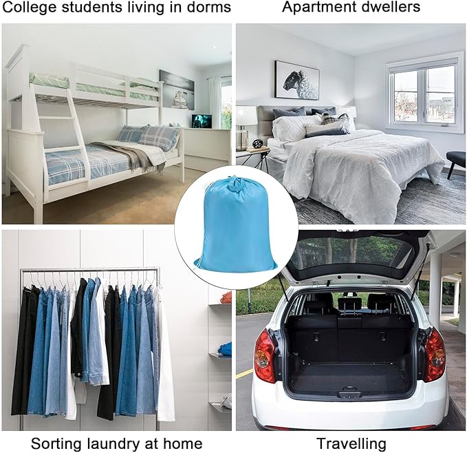 Polecasa Heavy Duty Large Laundry Bag with 130gsm Tear Resistant Fabric and Handles, Easy to Carry Durable Dirty Clothes Drawstring Bag, Perfect for College Dorm,Travel, 2 Pack 28”x36”,Gulf Blue