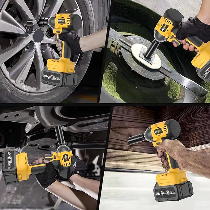 4.0Ah Battery Cordless Impact Wrench, Brushless 1/2 Impact Gun, 320Ft-lbs(430N.m) 20V High Torque Power Impact Driver, Electric Impact for Car Home, 2 Batteries