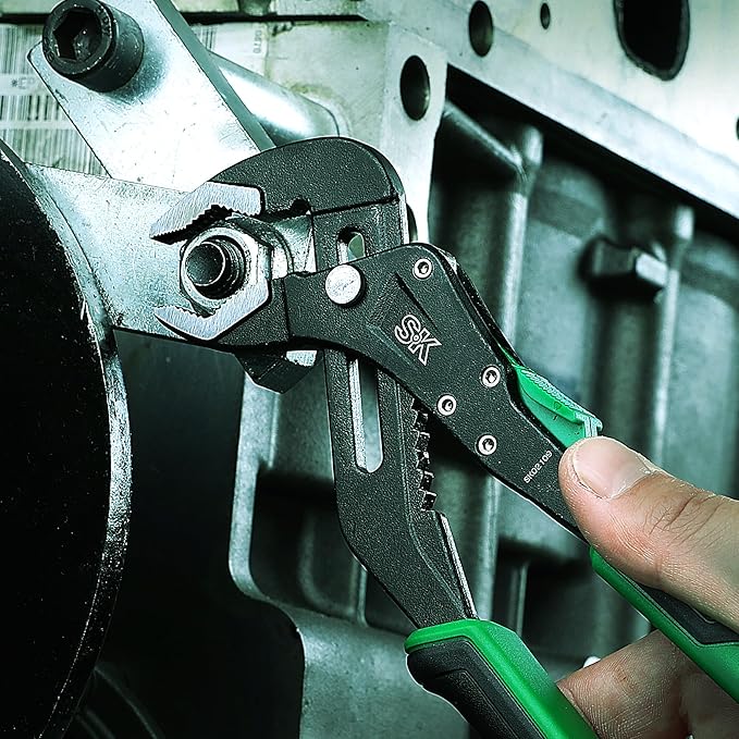 SK 8-Inch Quick Adjust Groove Joint Pliers, Water Pump Pliers, Premium CR-V Construction, SureGrip V-Jaw Design with Comfortable Grips