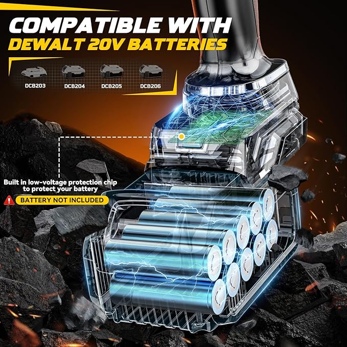 Cordless Impact Wrench 1/2” Compatible with Dewalt 20v Battery(No Battery), 1000FT-LBS(1360N.m) High Torque Impact Driver, Electric Impact Gun with LED Work Light, Variable Speeds, 4-Speed Control