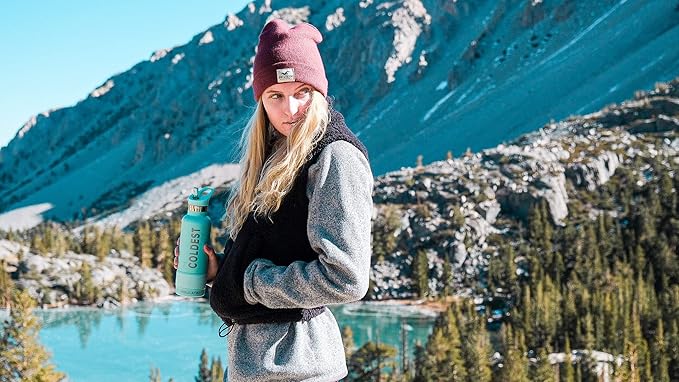 Coldest Water Bottle with Standard Mouth Straw Lid Metal Thermos Vacuum Insulated Stainless Steel l Reusable Leak Proof Cupholder Flask (21 oz, Oceanic Green)