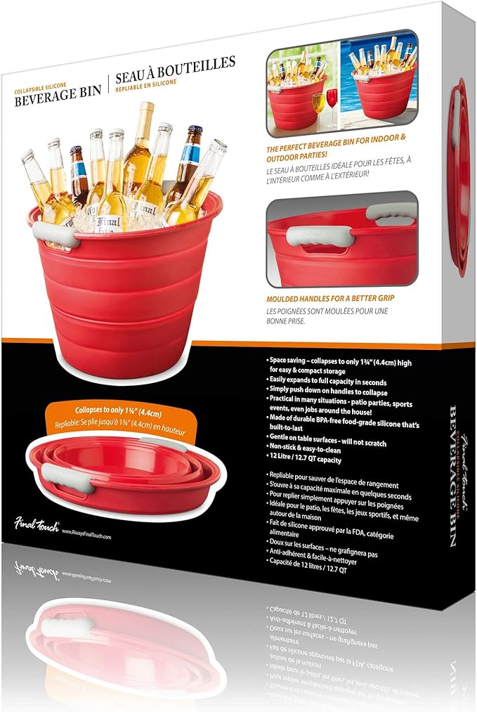 Final Touch Collapsible Silicone Beverage Bin (Red) (IB15-9)