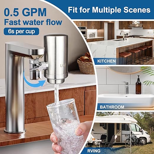 ACF Replacement Filters for LCF Faucet Mount Filter, Advanced Activated Carbon Fiber(ACF), Reduce Chlorine (taste and odor), Lead, Last Up to 6 Months (4 Pack)