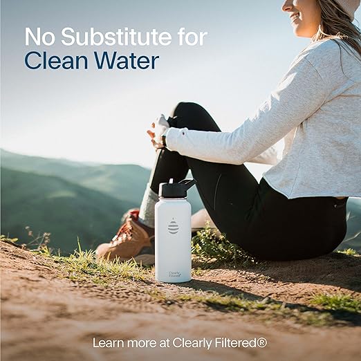 Clearly Filtered 32oz Water Bottle/Targets 220+ Contaminants/Double-Wall Insulated Stainless Steel Filtered Water Bottle BPA/BPS-Free Phthalate-Free Filters Fluoride Lead Chlorine (Blue)
