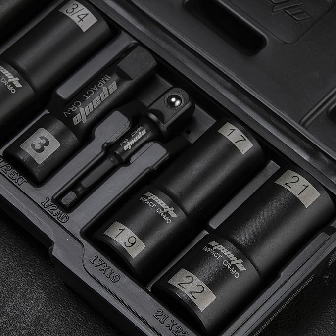 EPAuto 1/2-Inch-Drive Impact Flip Socket Set, 6pcs