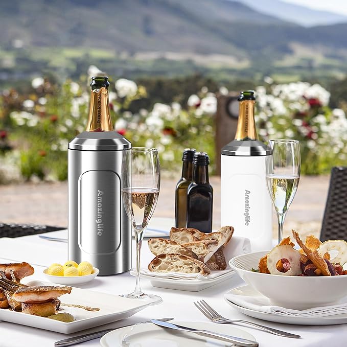 Wine Chiller Bucket, Portable 750ml Champagne & Wine Bottle Cooler, Stainless Steel Vacuum Insulated, Keeps Wine & Beverages Cold, Perfect Gift for Wine Lovers