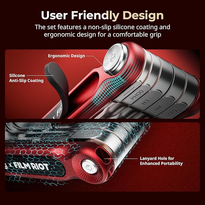 SmallRig x FILM RIOT 10-in-1 Folding Tool Set with Screwdrivers and Hex Key Wrenches, Multiple Angle Positioning, Portable and Compact Design (Red) - 4813