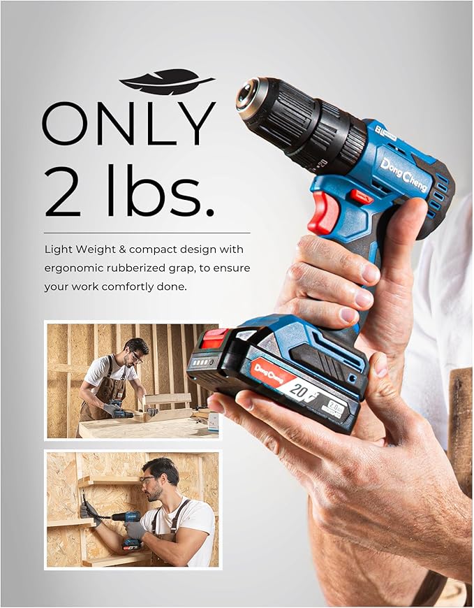 Dong Cheng 20V Brushless Heavy-duty Impact Drill, 443 in-lbs, 27000 BPM, 1/2" Keyless Metal Chuck, 20+1+1 Clutch, Cordless Hammer Drill for Drilling Brick Wall, Metal, Wood, Bare Tool
