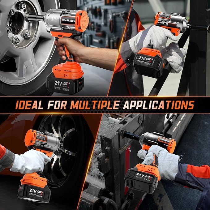 1/2" Cordless Impact Wrench 1600Nm(1200Ft-lbs) High Torque Brushless Impact Gun with 2 x 4.0Ah Batteries, 6 Sockets, Charger, Extension Bar, Variable Speeds for Home/Car/Truck/RV/Mower