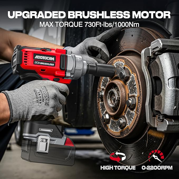 Cordless Impact Wrench, 1/2 inch Impact Gun for Milwaukee 18V Battery, 730Ft-lbs(1000N.m) Brushless High Torque Power Impact Wrench with 3-Mode Speed, LED Work Light, Belt Clip (Battery Not Included)