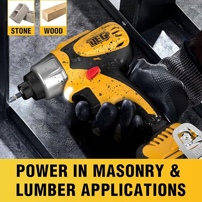 12V Cordless Impact Driver Kit, DEGLASERS 1/4-inch Hex,4 Speed Brushless Impact Drill/Driver Set with LED Light, Battery and Charger Included