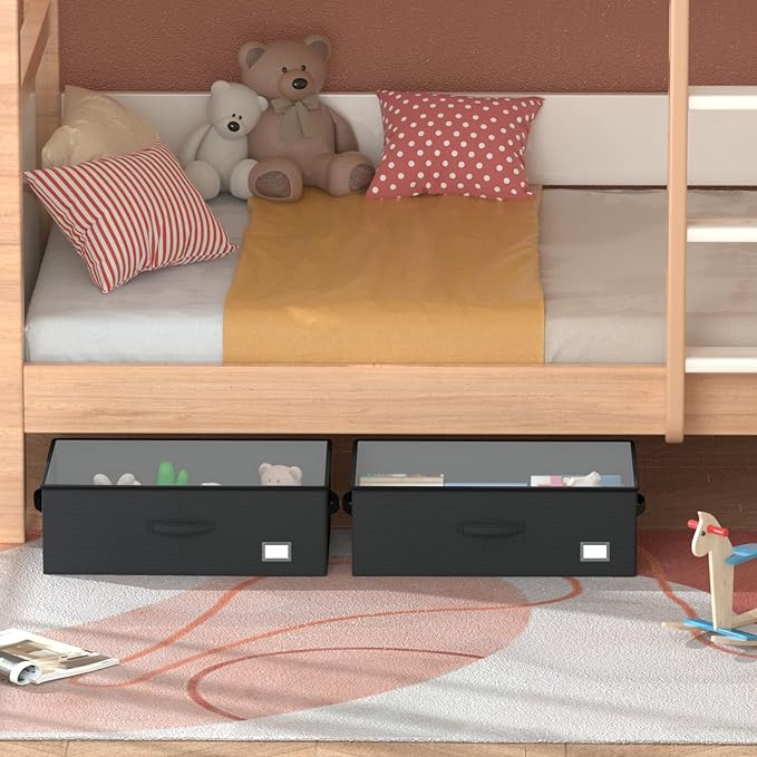 Underbed Storage Bins With Wheels, No Assemble Required 10 inches Height Large Capacity Rolling Underbed Shoe Storage Containers,Dorm Underbed Storage Drawers