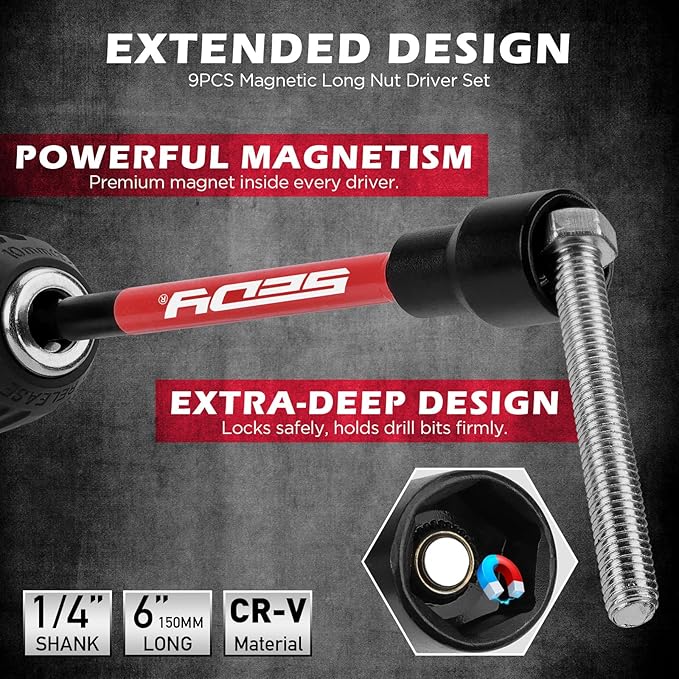 63-Piece Metric 1/4" Drive Socket Set & Nut Driver Set, Impact Standard & Deep Socket Set (4-15mm), 1/4" Hex Shank 6" Magnetic Nut Drivers, Extension Bar, Quick-Release Ratchet handle, Universal Joint