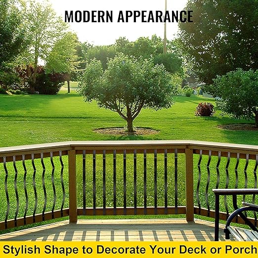 Deck Balusters 61 Pack Metal Deck Spindles, 32-1/4"x1" Staircase Baluster with Screws, Black Metal Deck Railing for Wood and Composite Deck, Stylish Baluster for Outdoor Stair Deck Porch