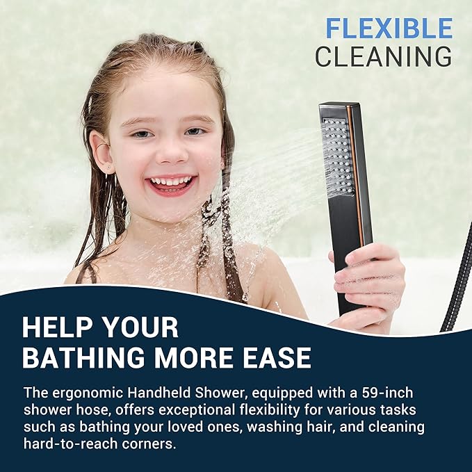 Oil Rubbed Bronze Thermostatic Shower System with Ceiling 12 Inch Rainfall Shower & Wall Mount 6-Inch High Pressure Shower Head, Dual Shower Heads Set with Handheld Sprayer, Shower Faucet