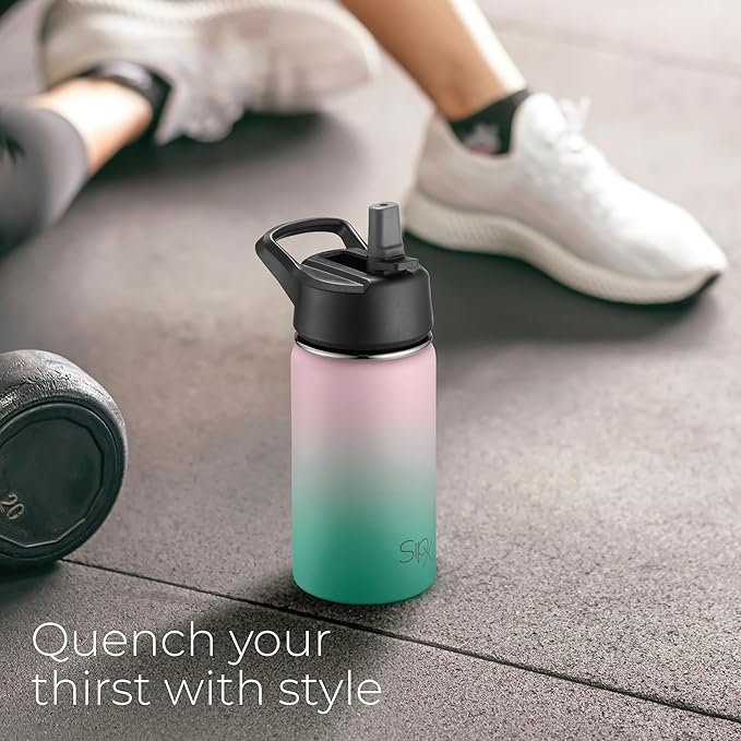 SipX™ Triple-Insulated Stainless Steel Water Bottle 18oz. With 3 Lids, BPA-Free Reusable Insulated Water Bottle Keeps Cold 24 Hours, Metal Water Bottle Made Of Sustainable Material For Hiking & Biking