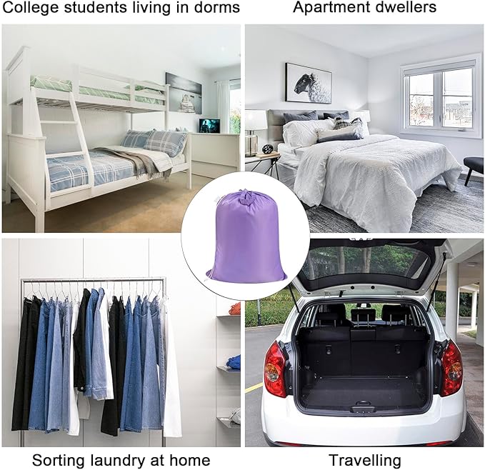 Polecasa Heavy Duty Large Laundry Bag with 130gsm Tear Resistant Fabric and Handles, Easy to Carry Durable Dirty Clothes Drawstring Bag, Perfect for College Dorm, Travel, 28”x36”,Purple