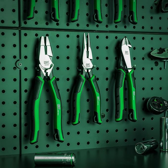SK 9.5-Inch Linesman Pliers, Premium CR-V Steel Construction, Ergonomic Anti-slip Handle for Comfortable Grip