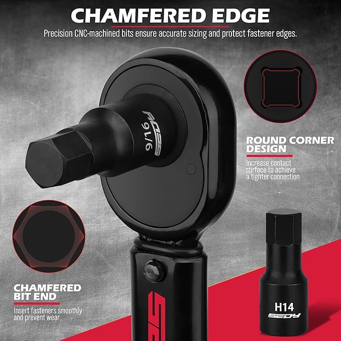 Hex Bit Impact Socket Set: 36-Piece with 4 Adapters, 1/4" 3/8" 1/2" Drive Master Allen Impact Socket Set, SAE and Metric, H5-H19 & 3/4"-5/64", Heavy Duty Storage Case, Automotive Mechanic