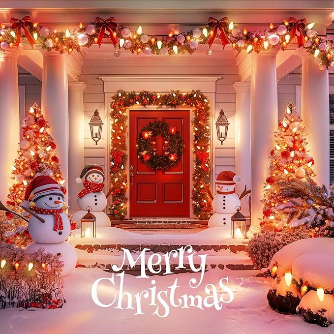 Brightown 25 Pack C9 LED Christmas Light Bulbs, Red and Warm White Plastic C9 Shatterproof LED Bulbs Replacement for Christmas String Lights, E17 Intermediate Base