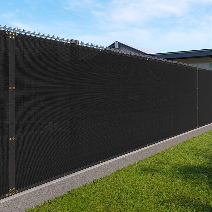 Windscreen4less 4' x 50' Privacy Fence Screen Heavy Duty Windscreen Fencing Cover Windblock Mesh Fabric Shade Cloth with Brass Grommtes for Garden Yard Pool Deck Carport Construction, Black