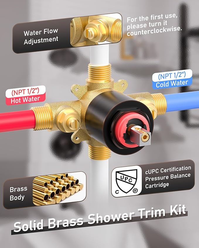 Bathroom Shower Faucet Set Bronze: WOWOW Shower Combo Set with 6-Inch Rain Shower Head, Single Handle Shower Trim Kit Modern Shower System High Pressure (Valve Include)