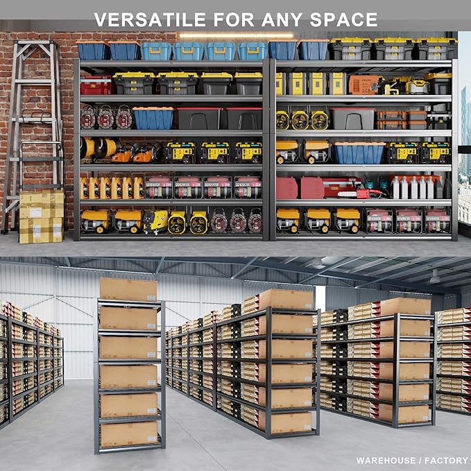 60" Wide Heavy Duty Garage Shelving Adjustable 6 Tier Garage Storage Shelves 3900LBS Metal Shelving Unit Industrial Utility Shelf, 84" H x 60" W x 24" D, 2 Pack