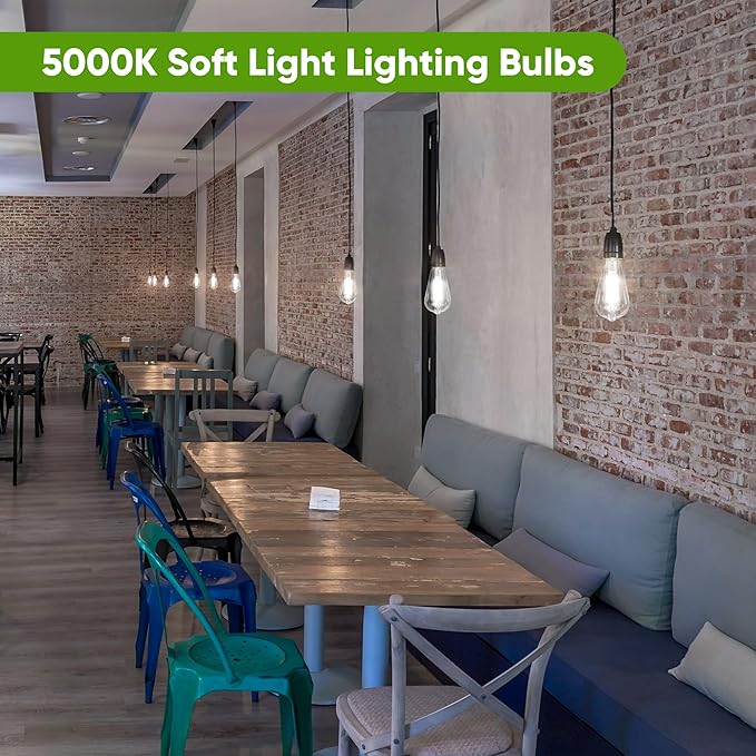 LED Edison Light Bulbs E26 Standard Base, Vintage 6W LED Bulbs, St58 5000K Cool White Bright Filament Bulbs with CRI 85+, 900LUM, Non-Dimmable, Clear Glass, Pack of 4