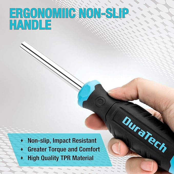 DURATECH Screwdriver, Multi-Function Screw Driver Set with 60 Replaceable Cr-V Bits(Flat, Phillips, Torx, Hex, Square), All in One Screwdrivers with Rolling Barrel Bits Holder