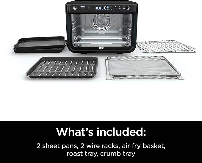 Ninja DT202BK Foodi 8-in-1 XL Pro Air Fry Oven, Large Countertop Convection Oven, Digital Toaster Oven, 1800 Watts, Black, 12 in.